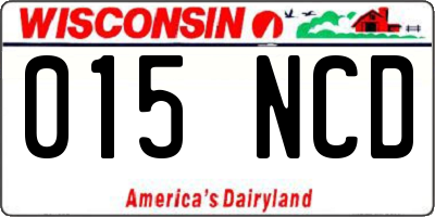 WI license plate 015NCD