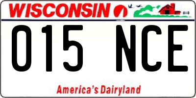 WI license plate 015NCE