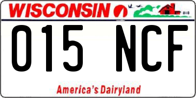 WI license plate 015NCF