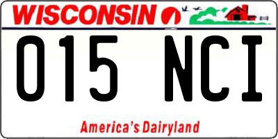 WI license plate 015NCI