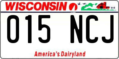 WI license plate 015NCJ