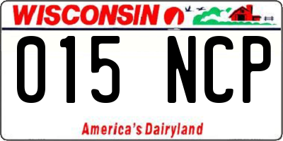 WI license plate 015NCP