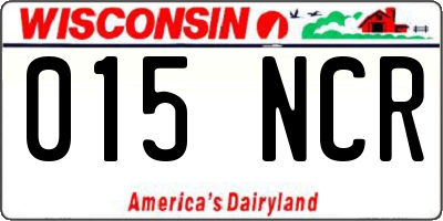 WI license plate 015NCR
