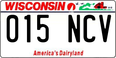 WI license plate 015NCV