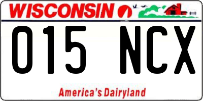 WI license plate 015NCX