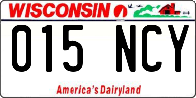 WI license plate 015NCY
