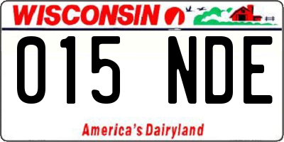WI license plate 015NDE