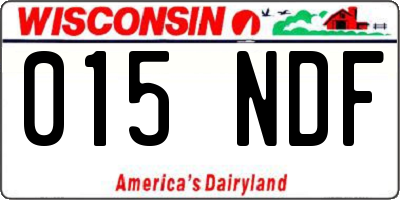 WI license plate 015NDF