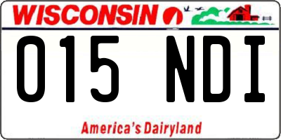 WI license plate 015NDI