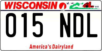 WI license plate 015NDL