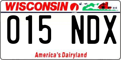 WI license plate 015NDX