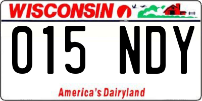 WI license plate 015NDY