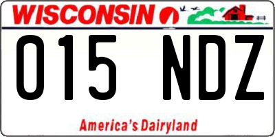 WI license plate 015NDZ