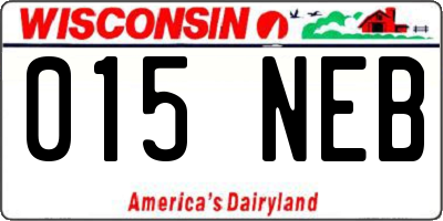 WI license plate 015NEB