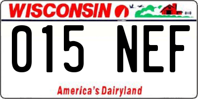 WI license plate 015NEF