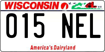 WI license plate 015NEL
