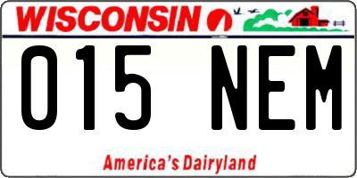 WI license plate 015NEM
