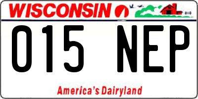 WI license plate 015NEP