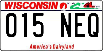 WI license plate 015NEQ