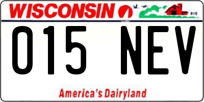 WI license plate 015NEV