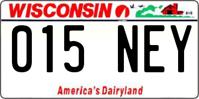 WI license plate 015NEY