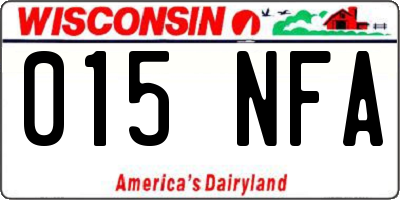 WI license plate 015NFA