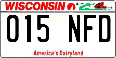 WI license plate 015NFD