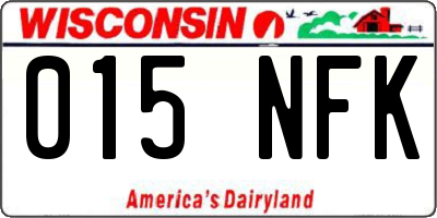 WI license plate 015NFK