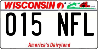 WI license plate 015NFL