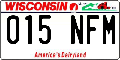 WI license plate 015NFM