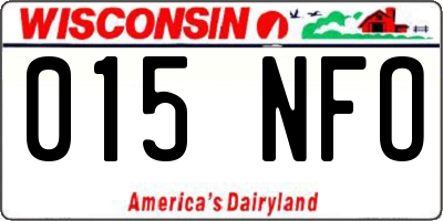 WI license plate 015NFO