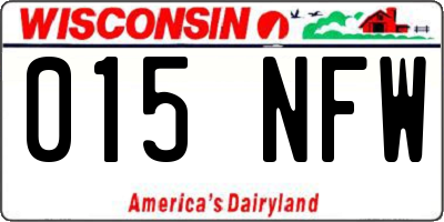 WI license plate 015NFW