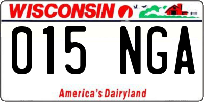 WI license plate 015NGA