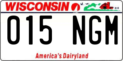 WI license plate 015NGM