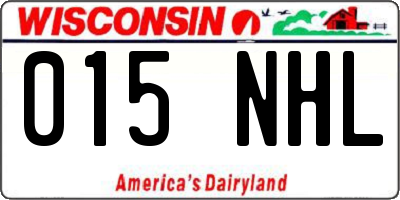 WI license plate 015NHL