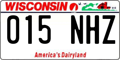 WI license plate 015NHZ