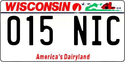 WI license plate 015NIC