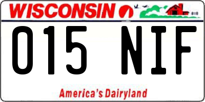 WI license plate 015NIF