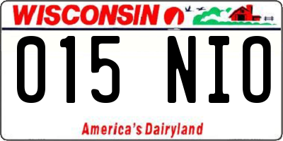 WI license plate 015NIO