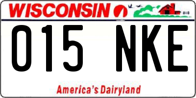 WI license plate 015NKE