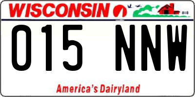 WI license plate 015NNW