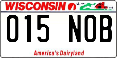 WI license plate 015NOB