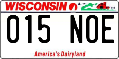 WI license plate 015NOE