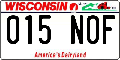 WI license plate 015NOF