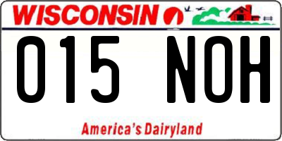 WI license plate 015NOH