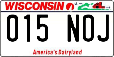 WI license plate 015NOJ
