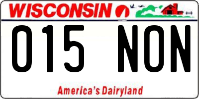 WI license plate 015NON