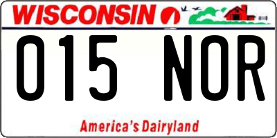 WI license plate 015NOR