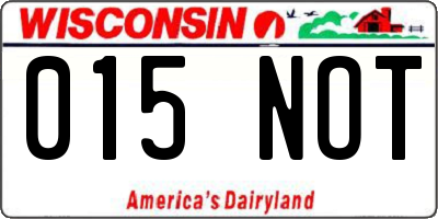 WI license plate 015NOT