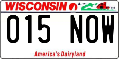WI license plate 015NOW